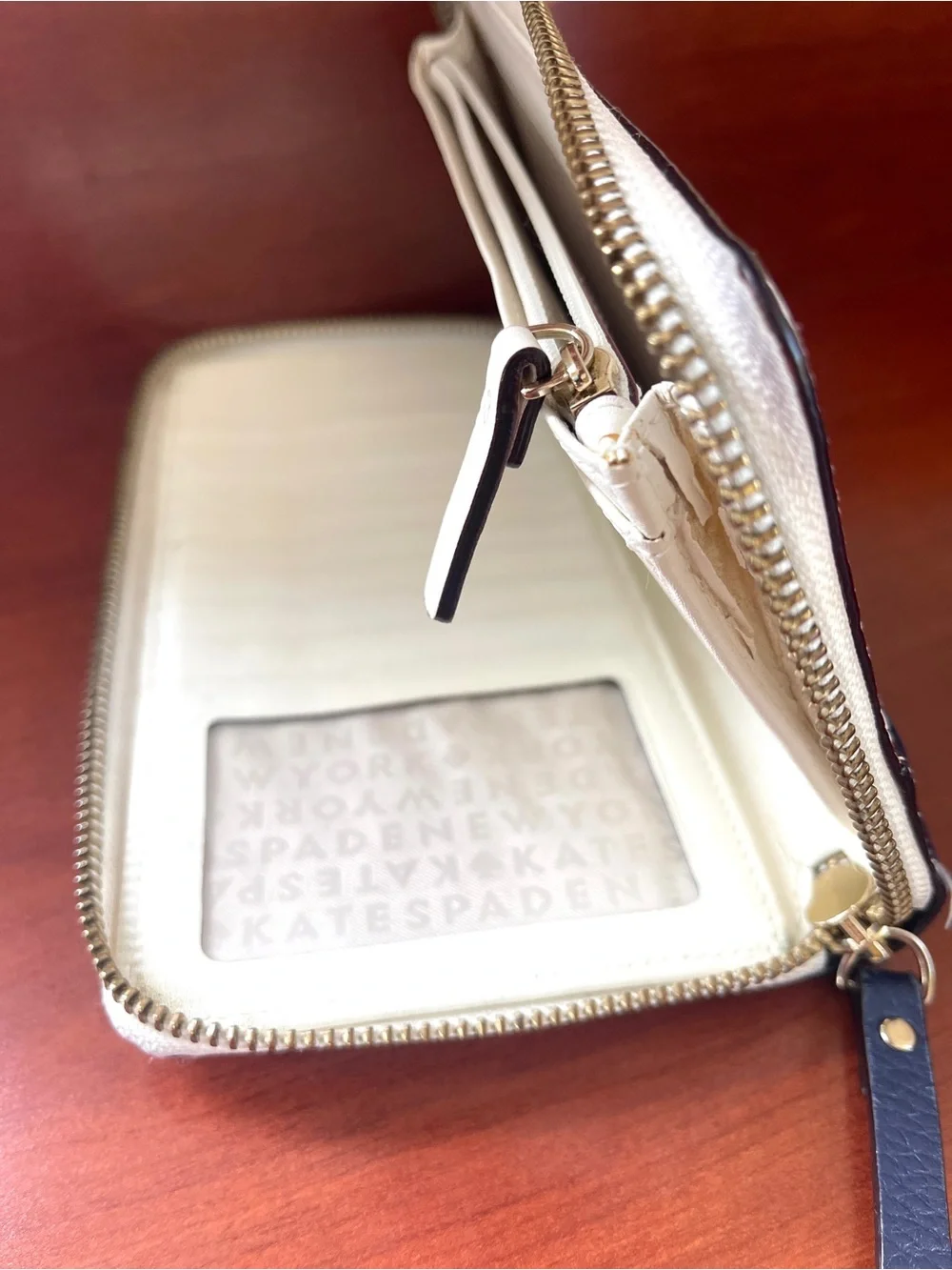 KATE SPADE Wallet Women’s Blue White Leather Vintage